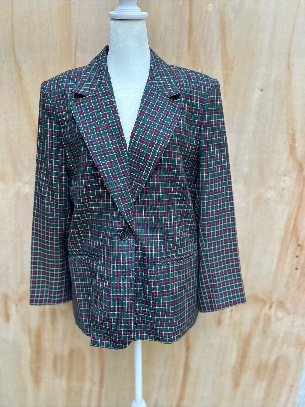 Southern Lady Plaid Blazer in Green & Red